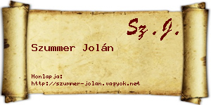 Szummer Jolán névjegykártya