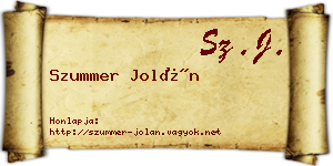 Szummer Jolán névjegykártya